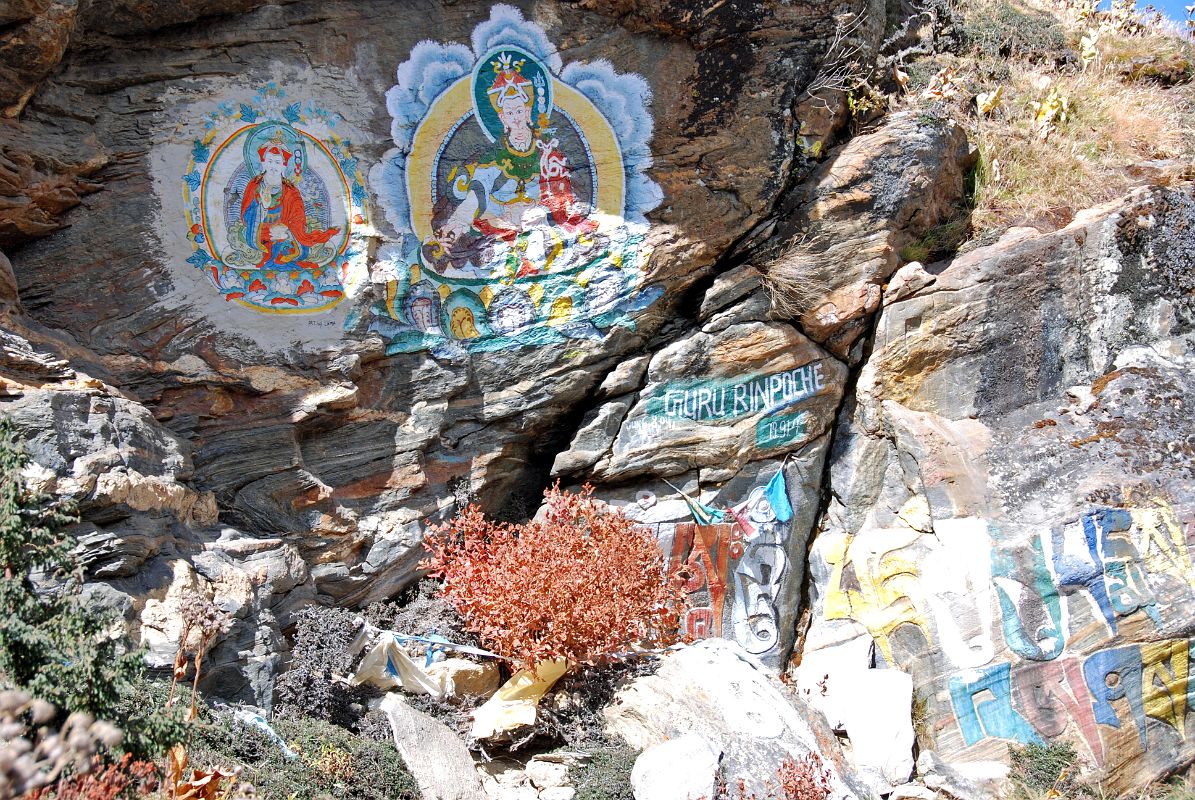 05 Tengboche To Dingboche - Rock Painting Of Guru Rinpoche Padmasambhava Just Before Pangboche